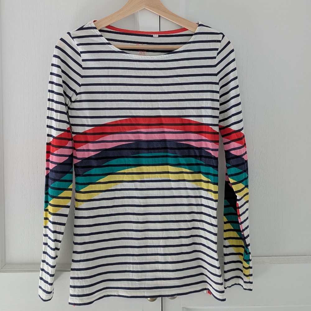 Boden Navy and White Striped Top